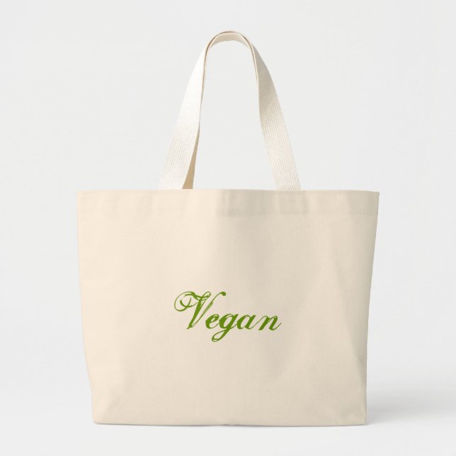Vegan. Green. Slogan. Custom Large Tote Bag (Front)