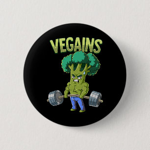 Vegan Gym Bodybuilding Vegains 6 Cm Round Badge