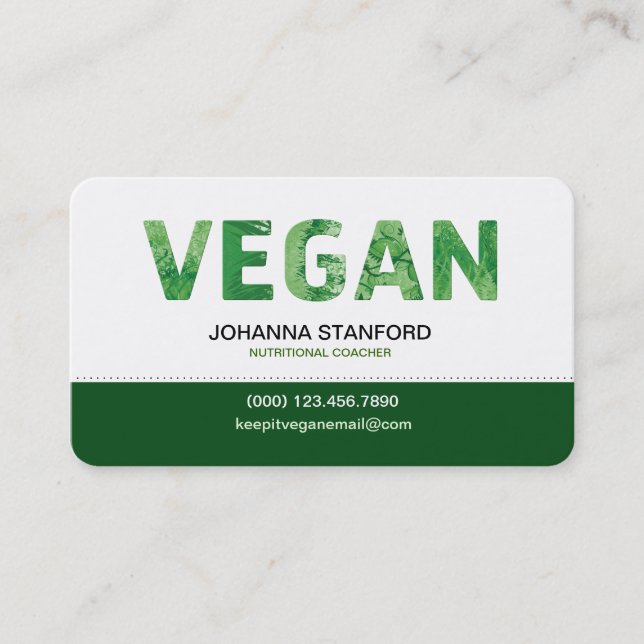 Vegan Happy Quote Business Business Card (Front)
