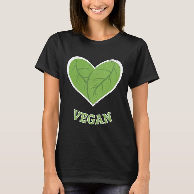 Vegan Heart Leaf Funny Vegans Vegetarians Health L T-Shirt (Front)