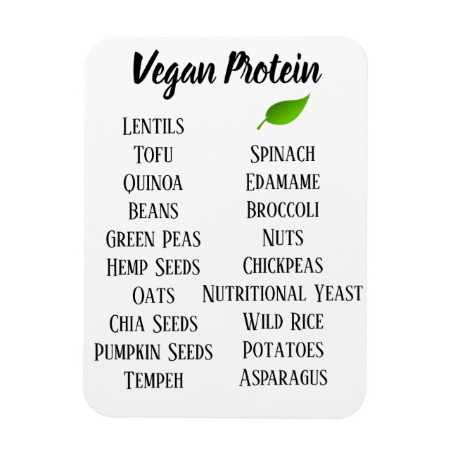 Vegan High Sources of Protein Foods Magnet (Vertical)