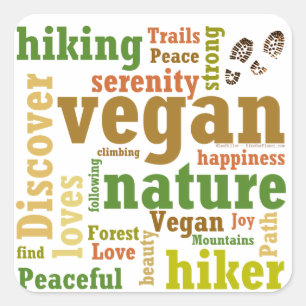 Vegan Hiker Hiking Word Cloud Square Sticker