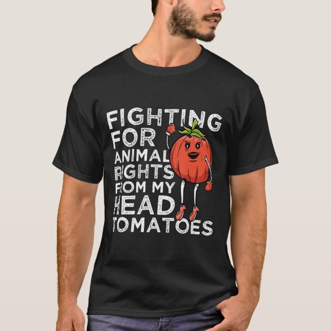 Vegan Humour Fighting For Animal Rights From My He T-Shirt (Front)