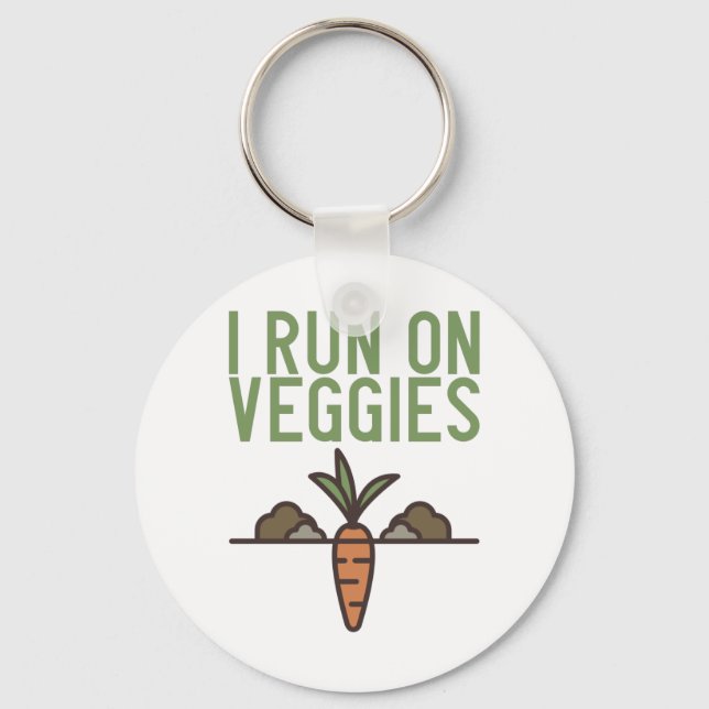 Vegan - I Run On Veggies Key Ring (Front)