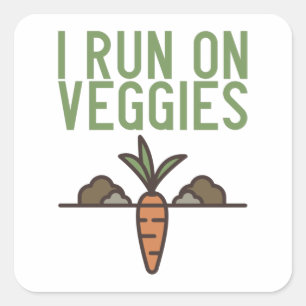 Vegan - I Run On Veggies Square Sticker