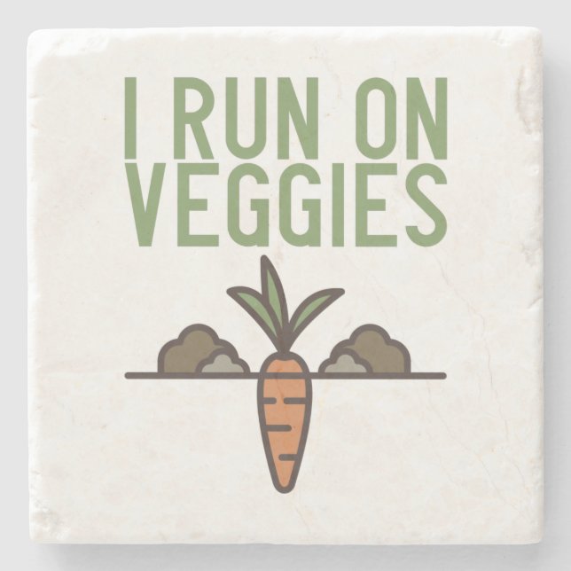 Vegan - I Run On Veggies Stone Coaster (Front)
