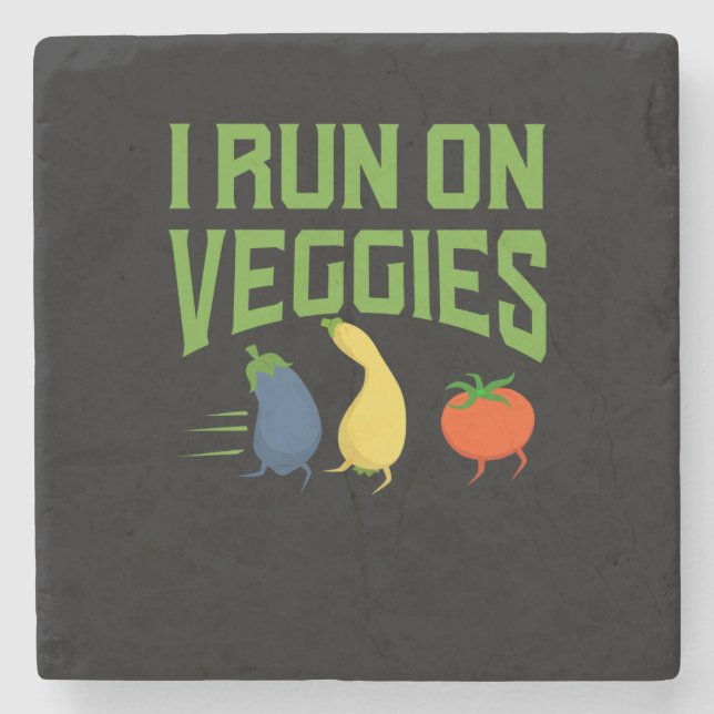 Vegan - I Run On Veggies Stone Coaster (Front)
