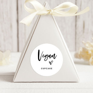 Vegan Item   Modern Casual Script and Heart Favour Classic Round Sticker