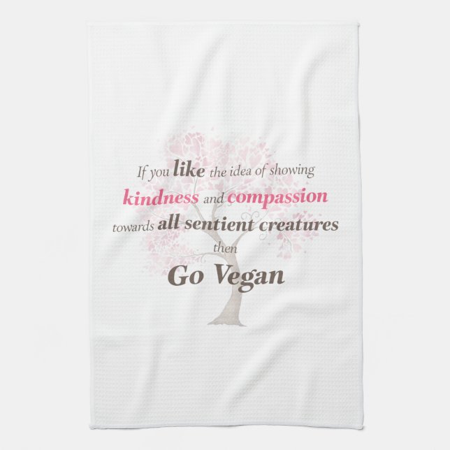 Vegan Kindness and Compassion Tea Towel (Vertical)