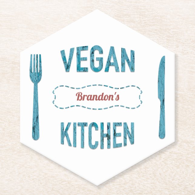 Vegan kitchen multi shape Paper Coaster (Front)