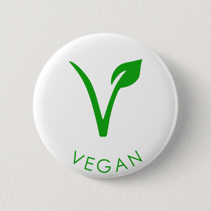 Vegan Logo   Green Vegan Label   Vegan Symbol 6 Cm Round Badge