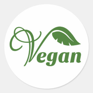 Vegan Logo Leaf Classic Round Sticker
