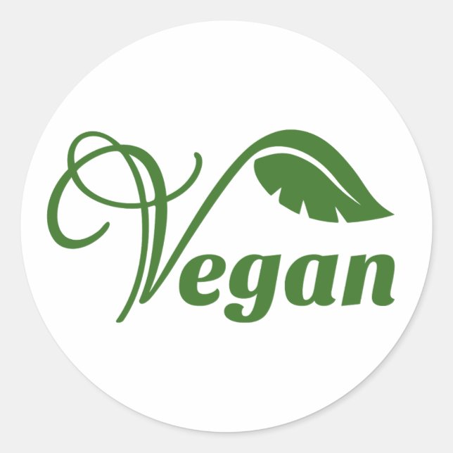 Vegan Logo Leaf Classic Round Sticker (Front)
