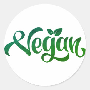 Vegan Logo Leaf Classic Round Sticker