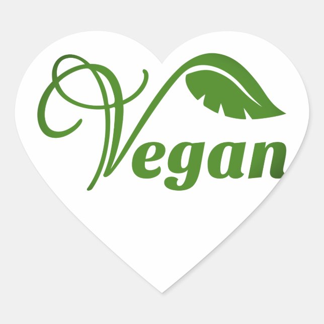 Vegan Logo Leaf Heart Sticker (Front)