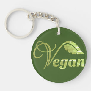 Vegan Logo Leaf  Key Ring