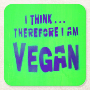 Vegan Love Animals Eat Plants Square Paper Coaster