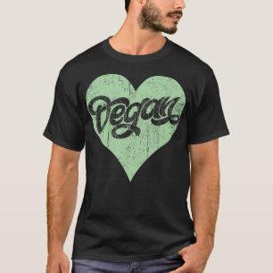 Vegan love heart design vintage plant based vegeta T-Shirt