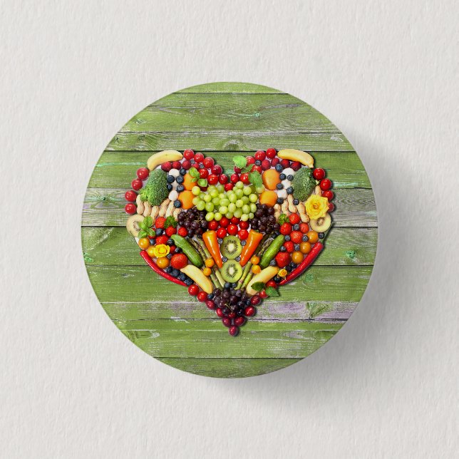 VEGAN LOVE -  your Heart 3 Cm Round Badge (Front)