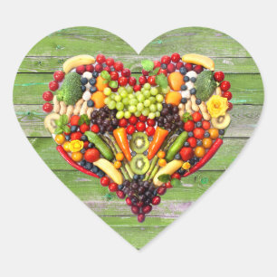 VEGAN LOVE - your Heart Green Wood Heart Sticker