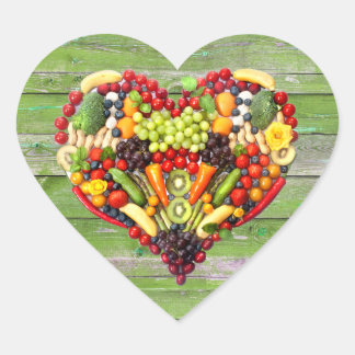 VEGAN LOVE -  your Heart Green Wood Sticker