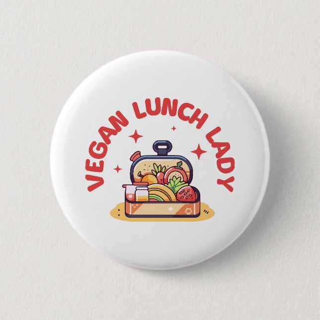 VEGAN LUNCH LADY’S 6 CM ROUND BADGE (Front)