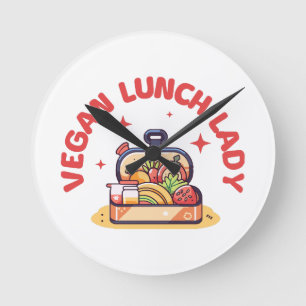 VEGAN LUNCH LADY’S ROUND CLOCK