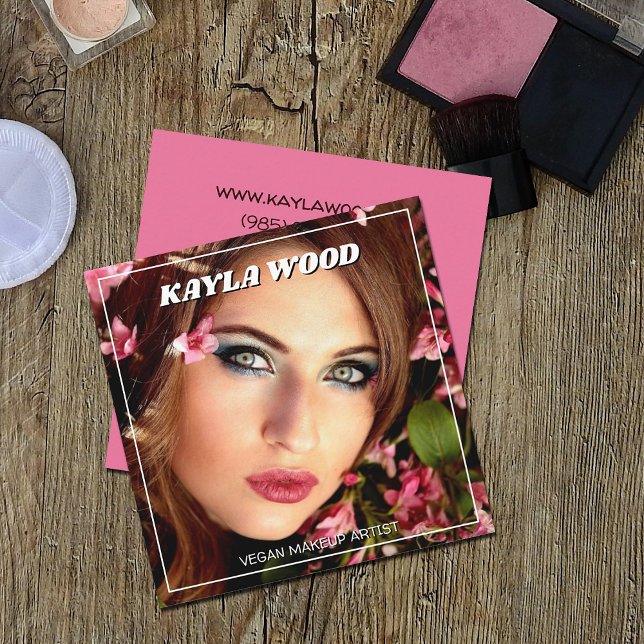 Vegan Makeup Artist Square Business Card (Creator Uploaded)
