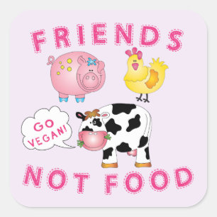 Vegan Messaged Sticker - Friends Not Food