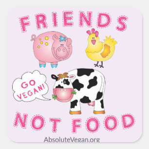 Vegan Messaged Sticker - Friends Not Food