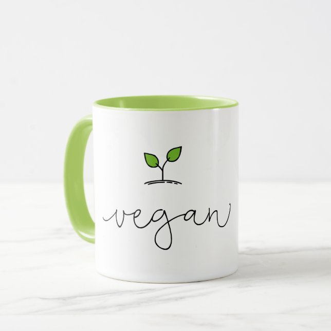 Vegan Minimalistic Custom Background Colour Mug (Front Left)
