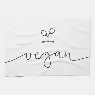 Vegan Minimalistic Custom Background Colour Tea Towel