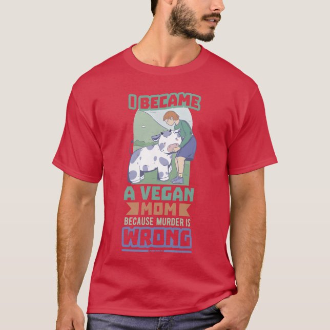 vegan mother loves animals family T-Shirt (Front)