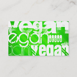 Vegan; Neon Green Stripes Business Card