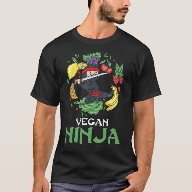 Vegan Ninja Veggie Food Lover Veganism World Veget T-Shirt (Front)