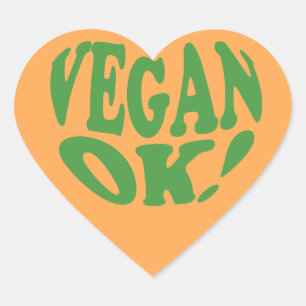 Vegan OK orange Heart Sticker