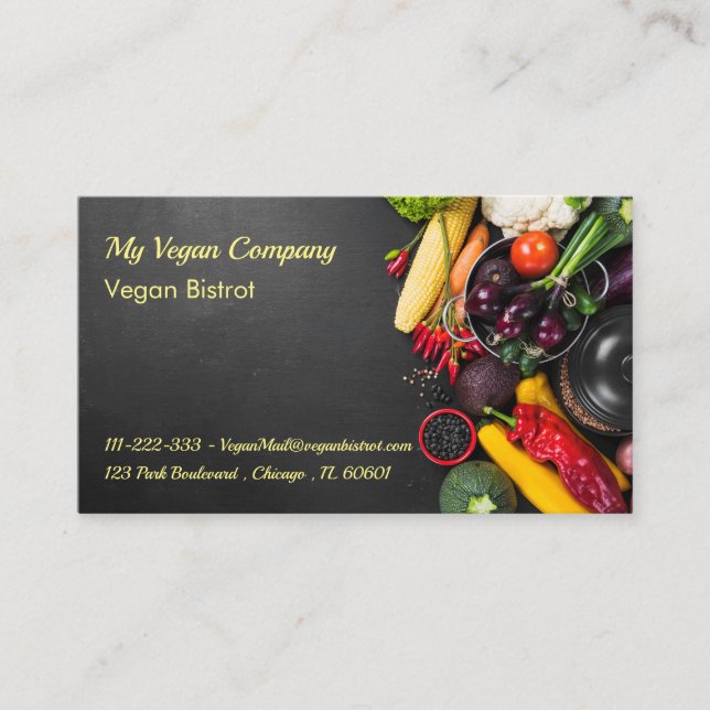 Vegan or Vegetarian Bistrot or Restaurant Business Card (Front)