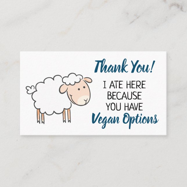 Vegan outreach restaurant thank you business card (Front)