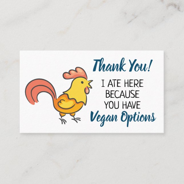 Vegan outreach restaurant thank you business card (Front)