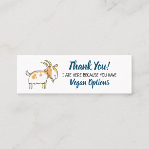 Vegan outreach restaurant thank you mini business card