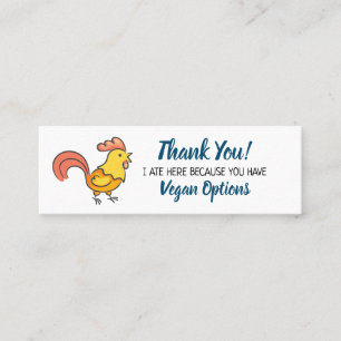 Vegan outreach restaurant thank you mini business card