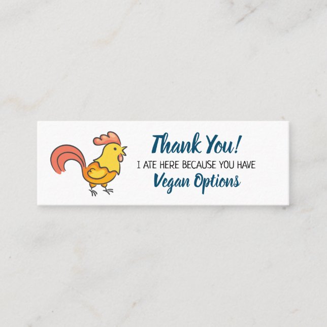 Vegan outreach restaurant thank you mini business card (Front)