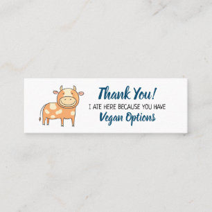 Vegan outreach restaurant thank you mini business card