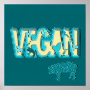Vegan paper cut-out poster