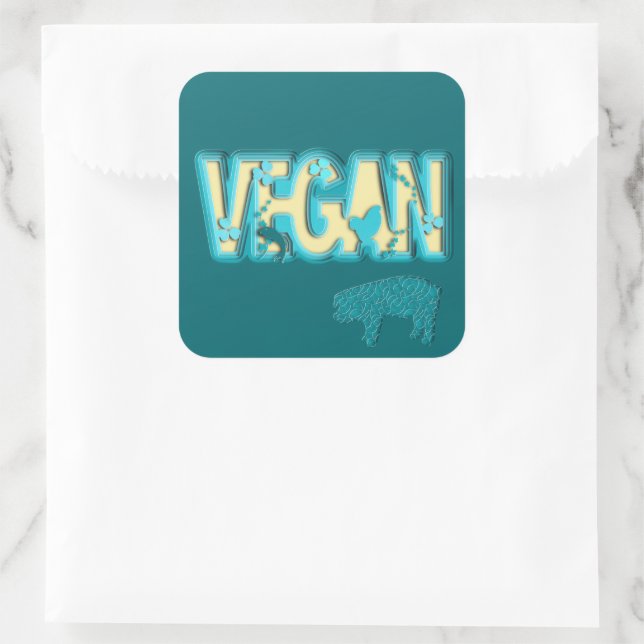 Vegan paper cut-out square sticker (Bag)
