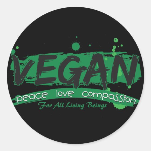 Image of Vegan Peace Love Compassion Classic Round Sticker