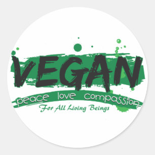 Vegan Peace Love Compassion Classic Round Sticker