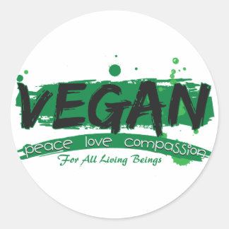 Vegan Peace Love Compassion Classic Round Sticker