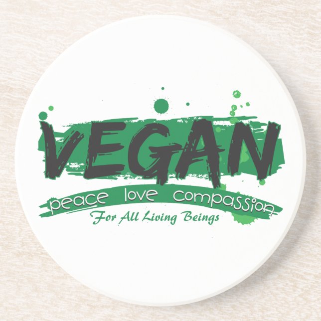 Vegan Peace Love Compassion Coaster (Front)