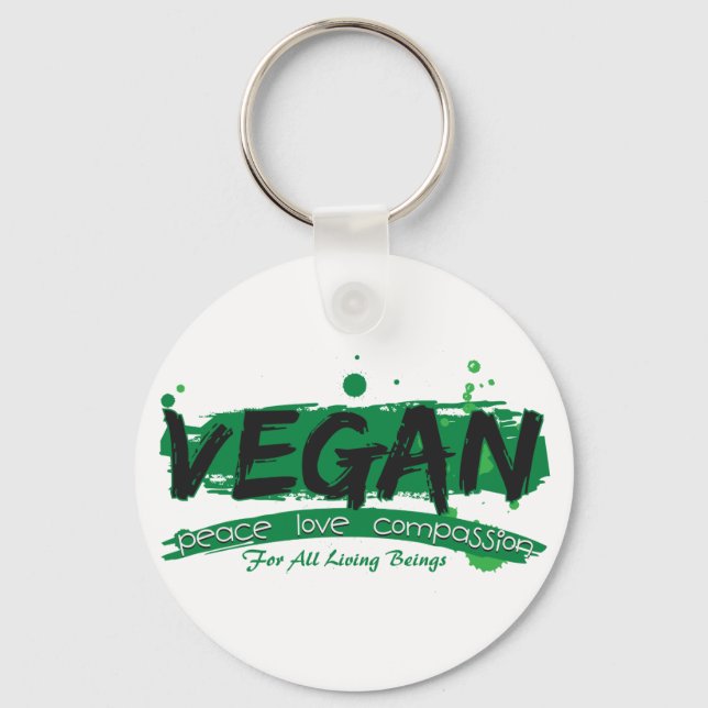 Vegan Peace Love Compassion Key Ring (Front)